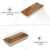 Ta ut containrar Rektangulära Kraft Paper Sandwich Wrapping Boxes Cake Bread Snack Bakery Packing Box med plastklara lock