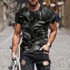 Heren T-shirts Koreaanse versie van de trendschedel 3D-printen Casual pak met korte mouwen Zomer dunne top