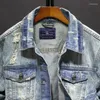Mensjackor Spring och Autumn Denims män Cowboy Slim Fit Hole Ripped Jean Jacket Hip Hop Streetwear Coats Plus Size 5xl