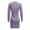 Casual Dresses Weibliches Kleid Frauen Solide Strick Reißverschluss V-Ausschnitt Langarm Mini Slim Pullover Hübsch für Mädchen Vestidos Para Mujer