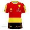 Camisetas masculinas 2023/2024 Nova F1 Fórmula 1 Equipe de Corrida Verão Charles Leclerc 16 Carlos Sainz 55 Driver Roupas Manga Curta Crianças Tee Tops Nc3p