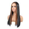 Peruk långt rakt hår peruk huvud lock medium färgat ljusbrunt långt hårhuvud täckt mjukt naturligt långt huvudtäckning kvinnlig