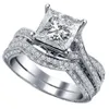 Vintage 10KT White gold filled 2ct square shape diamond CZ gemstone Rings set 2-in-1 Jewelry Cocktail wedding Band Ring finger For265M