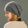 Beanie/Skull Caps Women Slouch Beanies Skullies High Quality Female Solid Cashmere Wool Knit Beanie Hat Girl Winter Warm Bonnet OutdoorL231202