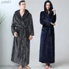 Homens sleepwear amantes inverno er longo xadrez flanela quente roupão homens plus size com capuz coral velo banho robe mulheres vestido sleepwearl231202