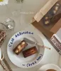 Assiettes françaises manuscrites bleues, vaisselle en céramique de style occidental, assiette à Dessert, Gourmet Po Shoot Goodlooking 231202