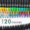 Watercolor Brush Pens Watercolor Art Markers Brush Pen Dual Tip Fineliner Drawing for Calligraphy Painting 12/60/70/120/132 Colors Set Art Supplies 231202