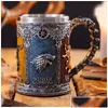 Tazze Bicchiere da vino creativo Una canzone sul ghiaccio e sul fuoco Tazza Game Thrones Birra in rilievo Grande capacità Whisky Coffe Tazze da latte Giardino domestico Dro Dhq9P