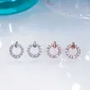 Boucles d'oreilles à tige rondes pour femmes, en argent Sterling 925, zircone cubique, tendance classique, bijoux fins, cadeau d'anniversaire de mariage