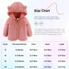 Jacken Kleinkind Baby Mädchen Jungen Winter Fleece Kapuzenjacke Lässig Niedlich Schneeanzug Langarm Reißverschluss Bärenohren Mantel Thermo-Oberbekleidung