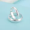 Cluster Rings 1pcs Authentic 999 Pure Silver Ring Lover Pair Men Women Simple Smooth Surface Index Finger Tail Birthday Gift