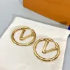 Orecchini pendenti in oro di design Grande cerchio per le donne Orecchini a bottone designer di lusso Lettera V Orecchini a bottone gioielli di alta qualità Gif273g