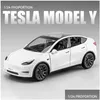 Diecast Model Cars 1 24 Tesla Y 3 S Alloy Die Cast Toy Car Sound And Light Children Collectibles Birthday Gift 231030 Drop Delivery To Dhi5J