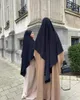 Abbigliamento etnico 1 strato Khimar Hijab per Abaya Ramadan Eid Preghiera Indumento Pianura Musulmano Lungo Foulard Hijab Donna Islam Arabia Turchia Niqab