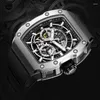 Horloges BRUBOSES Mechanisch herenhorloge met saffierkristal 316L roestvrijstalen kast Tonneau Casual mode