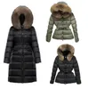 Dames donsjack met capuchon Winter Outdoor warmte lange jassen Jassen Echte wasbeerhaarkraag Warme modeparka's met riem Dame katoenen jas Bovenkleding