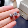 Studörhängen Square 2CT Diamond Earring Real 925 Sterling Silver Jewelry Moissanite Engagement Wedding For Women Men268s