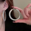 Boucles d'oreilles créoles couleur argent doré, grandes et belles boucles d'oreilles simples en cristal C, vente en gros, 2023