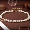 Colliers de perles Collier de perles Bijoux de créateurs de luxe pour femmes Mode Femmes Chaînes de mariage Pendentifs avec diamant C Accessoires Dhkhd