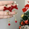 Dangle Earrings Exquisite Christmas Bow Star Rhinestone Bell Flocked Survers Tassel for Women Winter Aesthetic Charmedアクセサリー