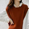Gilets pour femmes automne et hiver pull gilet tricoté gilet col rond portant sans manches haut ample 231201