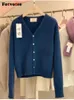 Pulls pour femmes Fotvotee Cardigan solide pour femmes 2023 Mode Col V Simple Boutonnage Automne Hiver Pull Élégant Vintage Tricot 231202