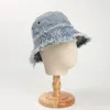 ワイドブリムハットバケツ帽子洗浄デニムバケツハット女性漁師の帽子クールユニセックスボブキャップ