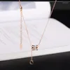 Collares colgantes Conjunto de collar cilíndrico con circón Cadena en forma de O sin desvanecimiento Borla larga Mujer adecuada para uso diario