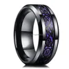 Band Rings 8 Colors 8Mm Mens Stainless Steel Dragon Ring Inlay Red Green Black Carbon Fiber Wedding Jewelry Size 6-13 Drop Delivery Dhlxq