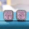 Stud GICA 925 Sterling Silver 7 7mm Rosa Amarelo Alto Carbono Brincos de Diamante para Mulheres Espumantes Casamento Fine Jewelry Gift3057