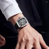 Horloges BRUBOSES Mechanisch herenhorloge met saffierkristal 316L roestvrijstalen kast Tonneau Casual mode