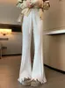 Kvinnors byxor 2023 Autumn Winter Korean Fashion Loose Cervatile Floor Length High midja