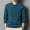 Men's Sweaters Long Sleeve Solid Colour Shirt Sweater Lapel Casual Bottom Knit