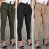 Pantalones de mujer Capris Casual Slim Chiffon Pantalones finos para mujeres de cintura alta Negro Caqui Pantalones verdes Mujer Pantalones Y2k T231202