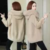 Femmes fourrure fausse hiver veste col à capuche Parkas grande taille 5XL coréen lâche chaud manteau mère solide court épaissir vêtements d'extérieur 231202