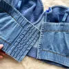 Czołgi damskie seksowne pióro dżinsowe camis elegancka wkładka diamentowa niebieskie topy zbiornikowe klubowe impreza