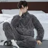 Men's Sleepwear Winter Men's Coral Velvet Can Be Worn Outside Pajamas Zipper Thickened Padded Facecloth Home Wear Suit Trend PyjamasL231202