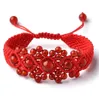 Bracelet fait à la main pierres précieuses rouges naturelles bracelets pour femme tressage réglable fil ceintures bijoux chanceux Pulseiras1212636