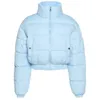 Kadın ceketi ceket için kısa puffer pamuklu yastıklı kalın çizim parkas parkas fermuar kış kabarcık ceket sıcak rahat dışarı 231202
