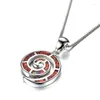 Pendentifs Blanc bleu vert violet Orange opale de feu spirale coquille pendentif colliers pour femmes 925 en argent Sterling géométrique collier de mariage