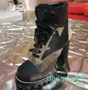 Martin botas de inverno salto grosso sapatos femininos deserto couro zíper carta rendas até moda senhora hee