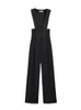 Dames jumpsuits rompertjes EWQ elegante stijl dames zomer 2023 vintage zwart kantoor OL dame slim fit mouwloos dameskleding modetrend 231202