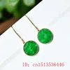 Boucles d'oreilles pendantes personnalisées en forme de beignet de jade vert pour femmes, pierre de jadéite, accessoires de pierres précieuses vintage, charme, cadeau en argent 925, amulettes, bijoux