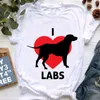 Women's T Shirts I Love My Lab Letter Print Graphic Tees Women Labrador Retrievers Dog Mom/Lover Mothers Day Gift Femme White T-Shirt Summer