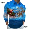 Polo da uomo Polo natalizie Polo stampata 3d con Babbo Natale per uomo T-shirt a maniche lunghe autunno casual Top vintage Abbigliamento da uomo 231202