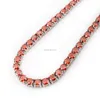 Garnet Red Color Moissanite Diamond Necklace Gold Plated Dainty Tennis Chain Link for Women Men