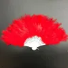 Simple Folding Feather Fan Party Decoration Hand Held Vintage Chinese Style Dance Wedding Craft Downy Feathers Foldable Dancing Fans