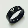 Nero superman S logo alleanza di anello in carburo di tungsteno largo 8 mm 7 g per uomo donna alta qualità USA 7-14216F