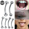 Eyebrow Jewelry 10Pcs/Lot Wholesale Eyebrow Rod Curved Tongue Piercing Barbell Banana Earrings 16G Externally Threaded Ball Gem Ends 231201