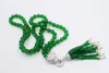 Correntes Verde Jades Redondo 8mm Leopard Fecho Colar 32inch Atacado Beads Natureza Mulher